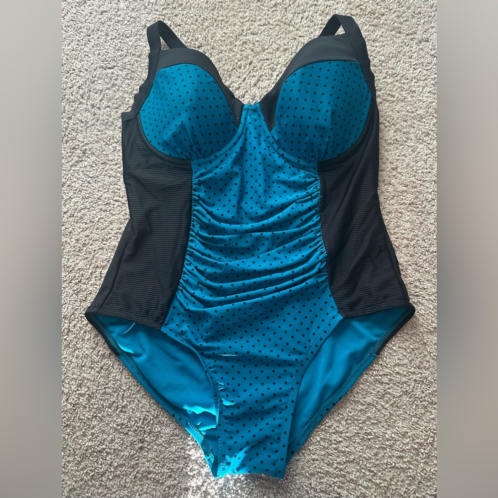 Terra & Sky Teal and Black One-Piece Swimsuit